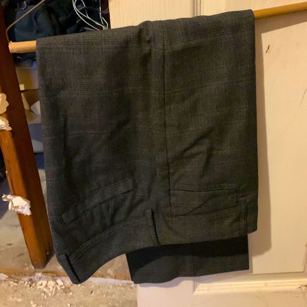 Express cropped dress pants, small dark gray plaid